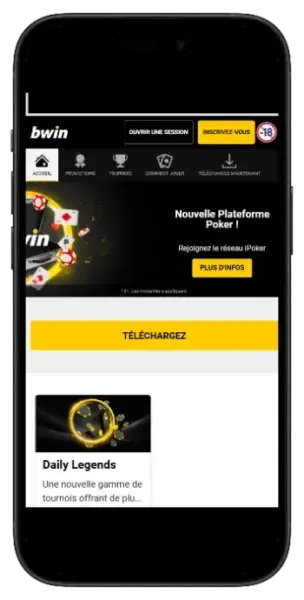imae qui montre interface mobile bwin