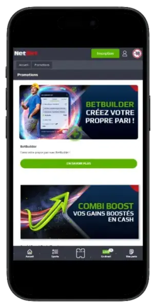 image qui montre interface netbet en mobile