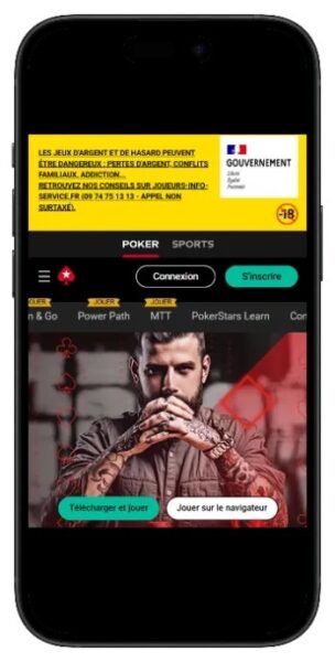 imae qui montre interface pokerstars version mobile
